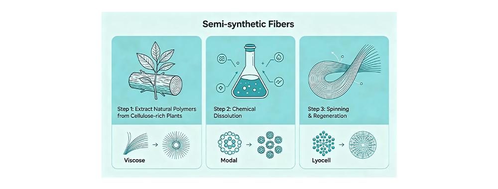 Semi-synthetic fibers