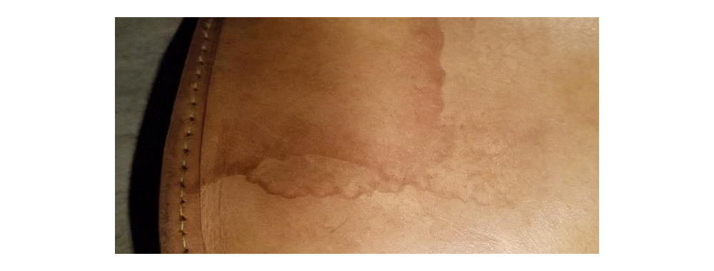 Traces of drip on tanned leather