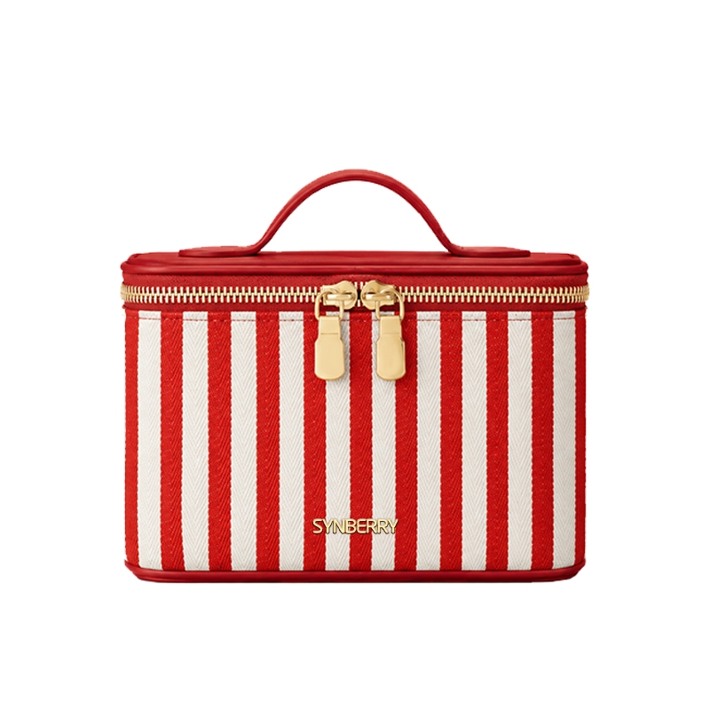 Striped makeup bag