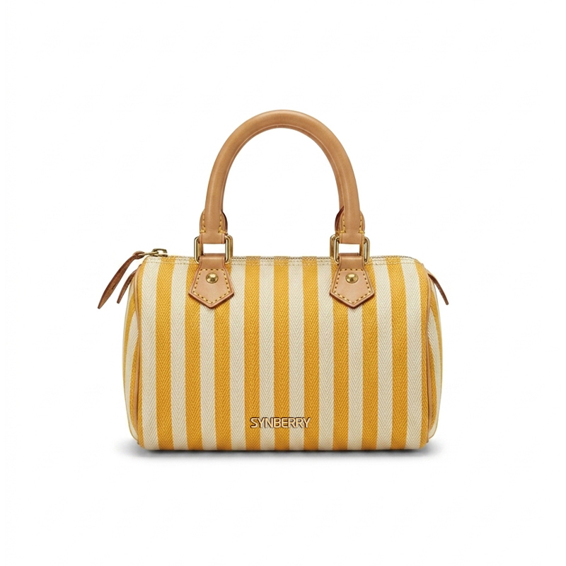 Mini Boston Bag with Yellow Stripe