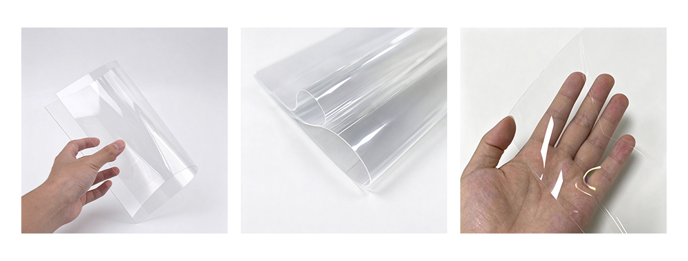 The transparency of the image display from left to right is as follows PVC, EVA, and TPU